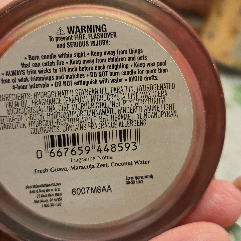 Nwt Bath & Body Works Viva Brazil Candle - Orange, Pink Floral Design - Picture 3 of 3